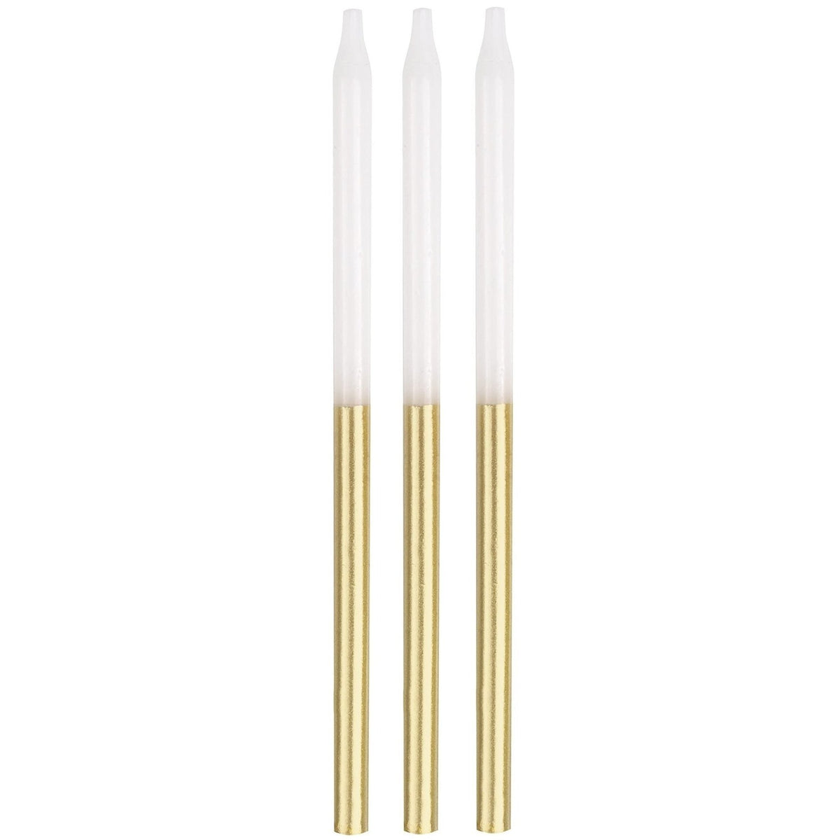 Velas Largas Dorado / Blanco C/12
