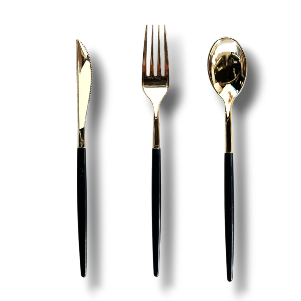 Cubiertos Dorado/ Negro C/15