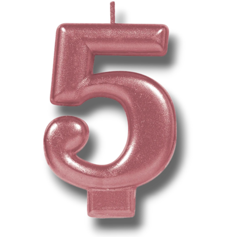 Vela Numero Oro Rosa 5 C/1