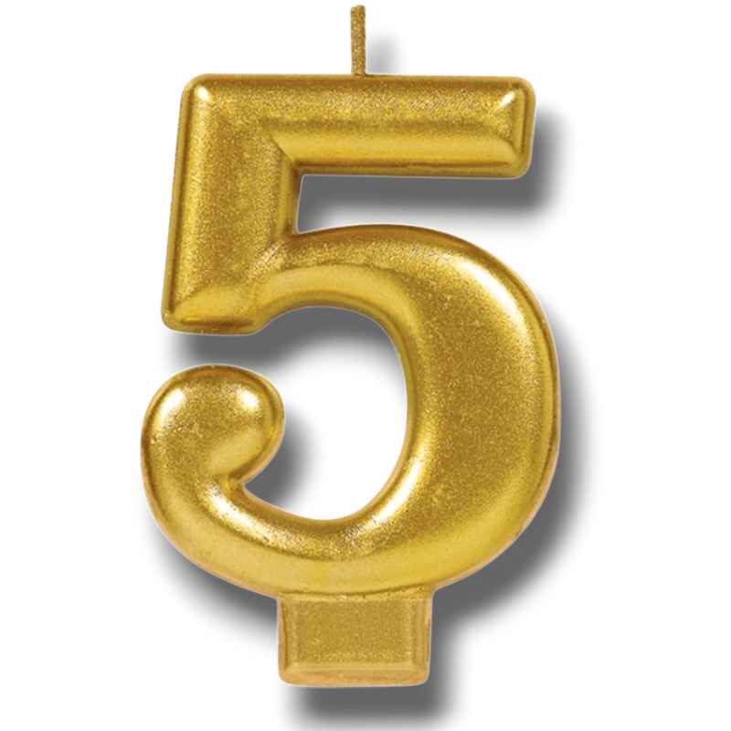 Vela Numero Dorado 5 C/1