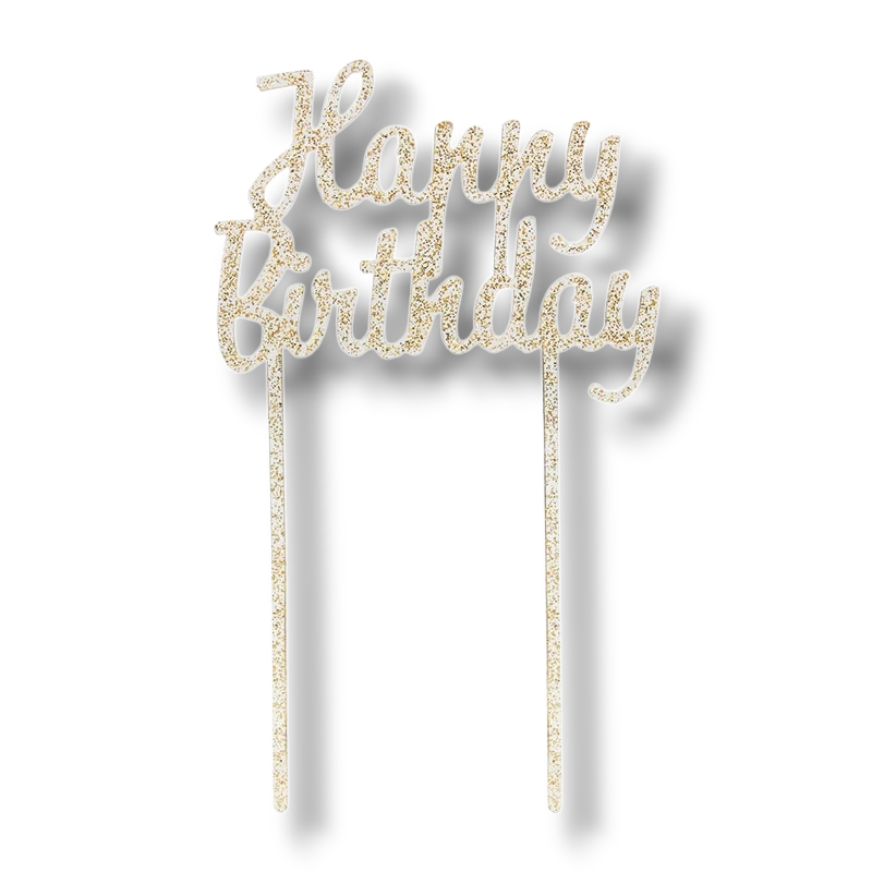Topper Para Pastel Happy Birthday Dorado C/1