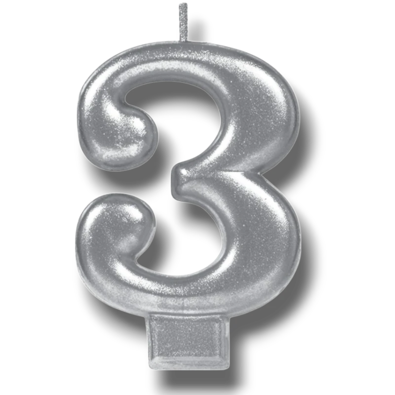 Vela Numero Plata 3 C/1