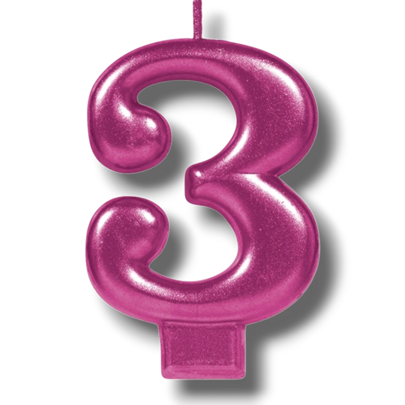 Vela Numero Magenta 3 C/1