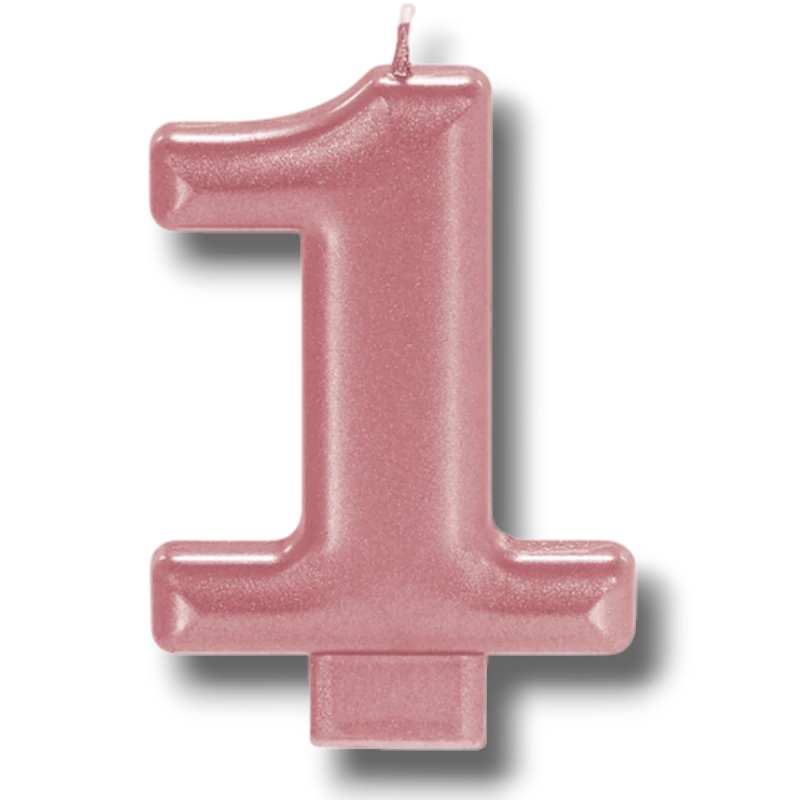 Vela Numero Oro Rosa 1 C/1