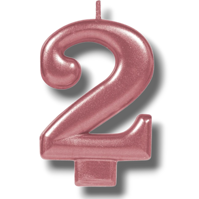 Vela Numero Oro Rosa 2 C/1
