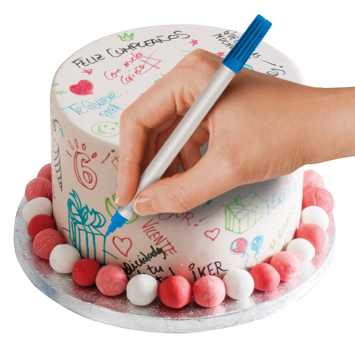 Marcador Comestible Para Pastel Doble Punta Colores C/4