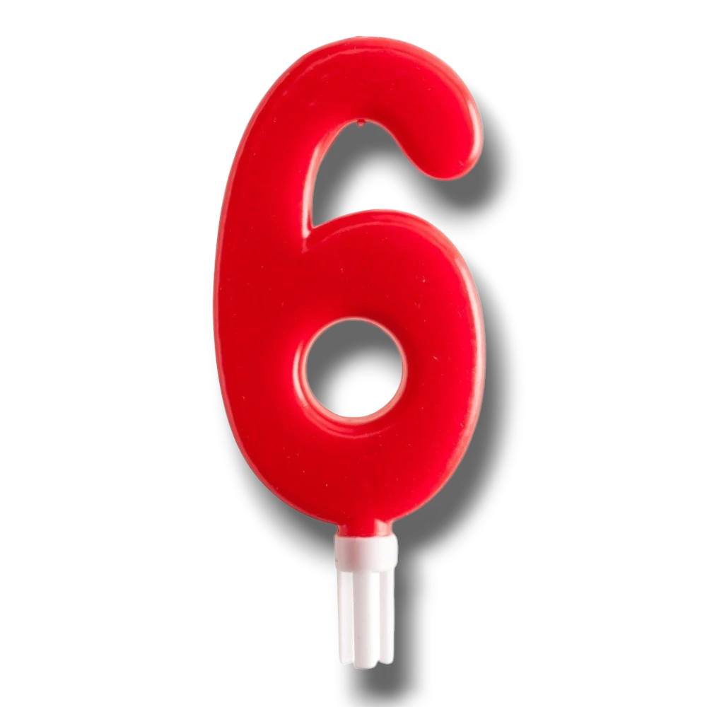 Vela Jumbo Numero Rojo 6 C/1