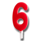 Vela Jumbo Numero Rojo 6 C/1