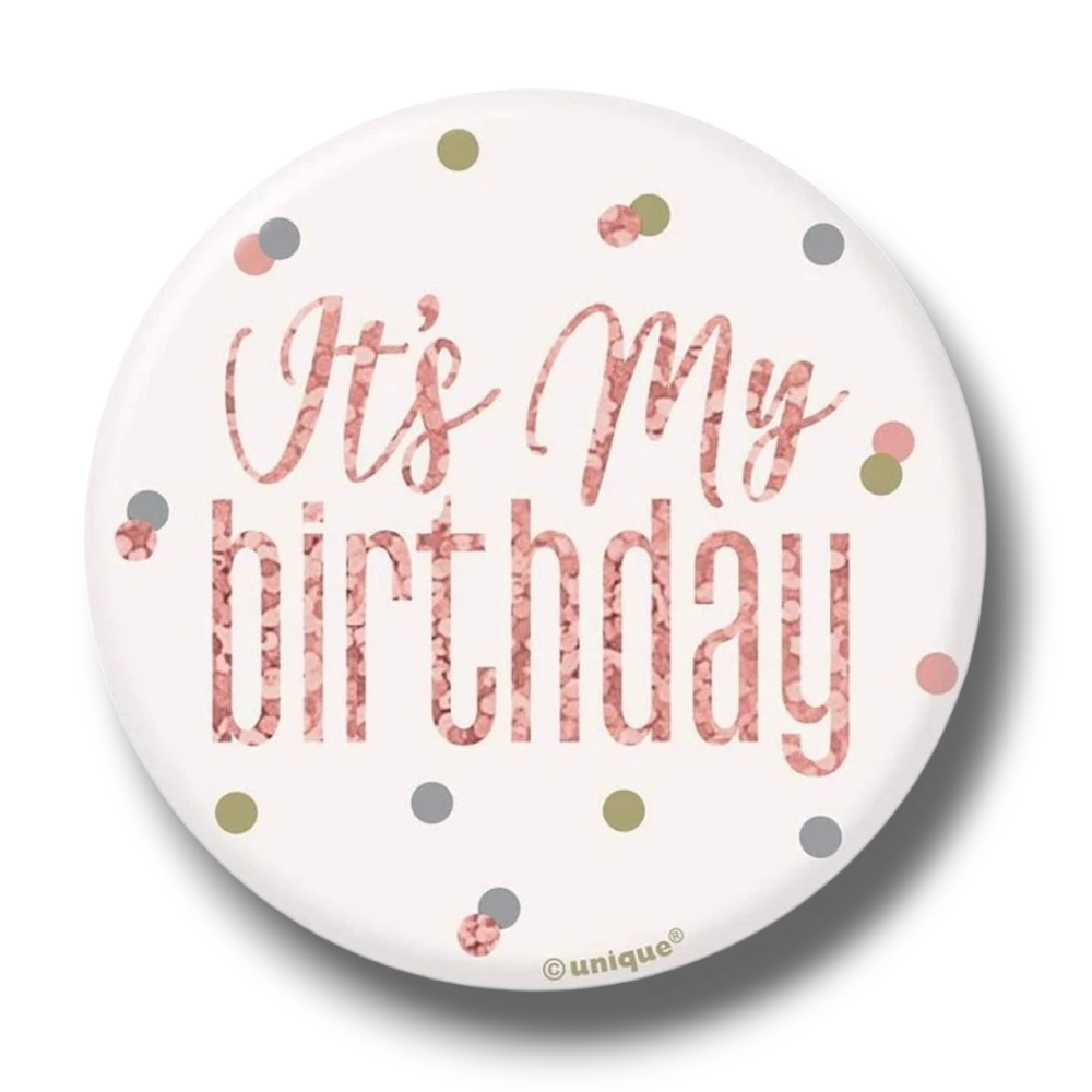 Boton Glitz Gris/Rosa Cumpleaños C/1
