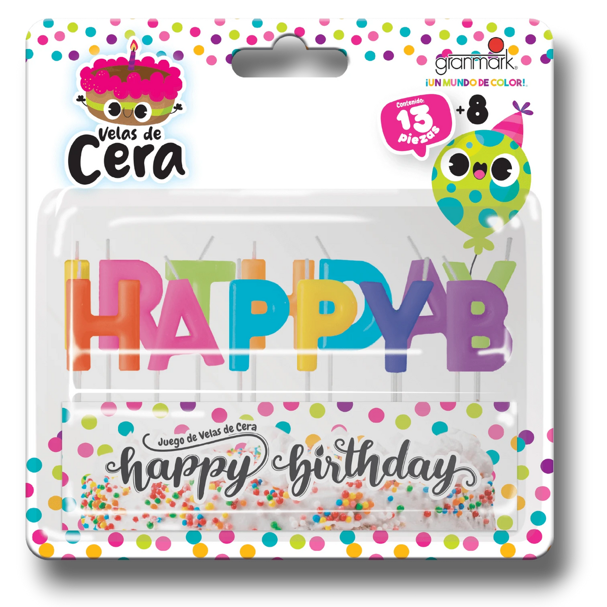 Vela Palillo Happy Birthday Colores C/1