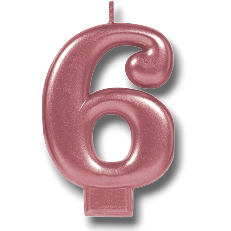 Vela Numero Oro Rosa 6 C/1