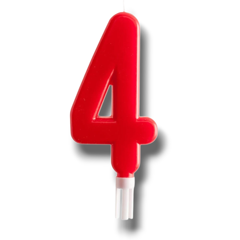 Vela Jumbo Numero Rojo 4 C/1