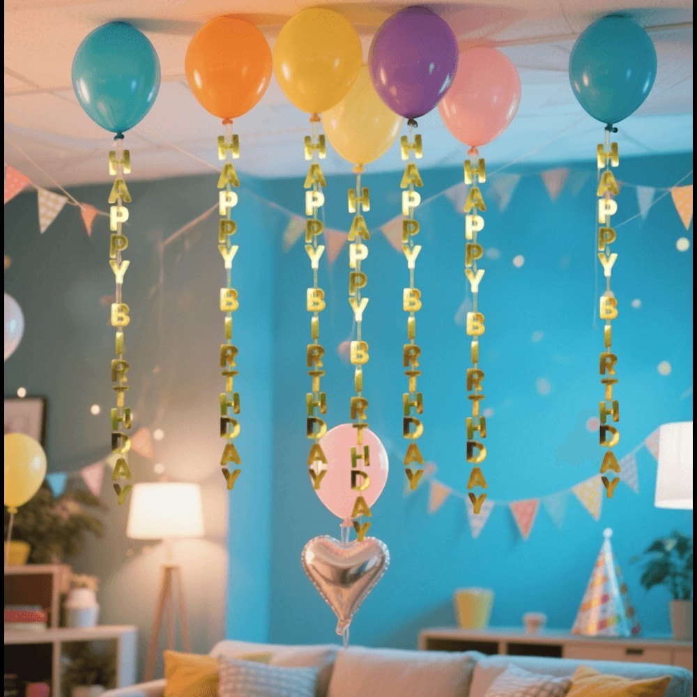 Tiras Happy Birthday Foil Para Globo C/5