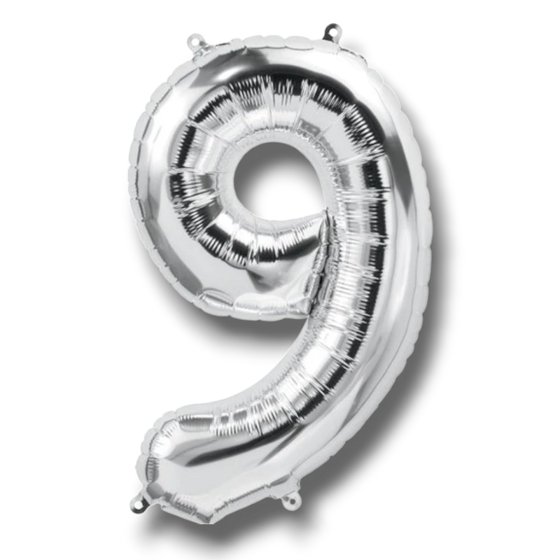 Globo 14" Numero 9 Plata C/1