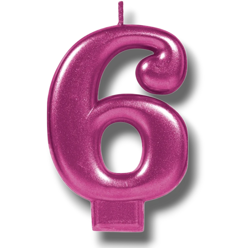 Vela Numero Magenta 6 C/1