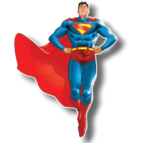 Adorno móvil de Superman de PartyStore con traje azul y capa roja volando en pose heroica