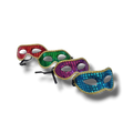 Antifaz de lentejuela PartyStore en colores rojo, verde, morado y azul con borde dorado para fiestas y disfraces