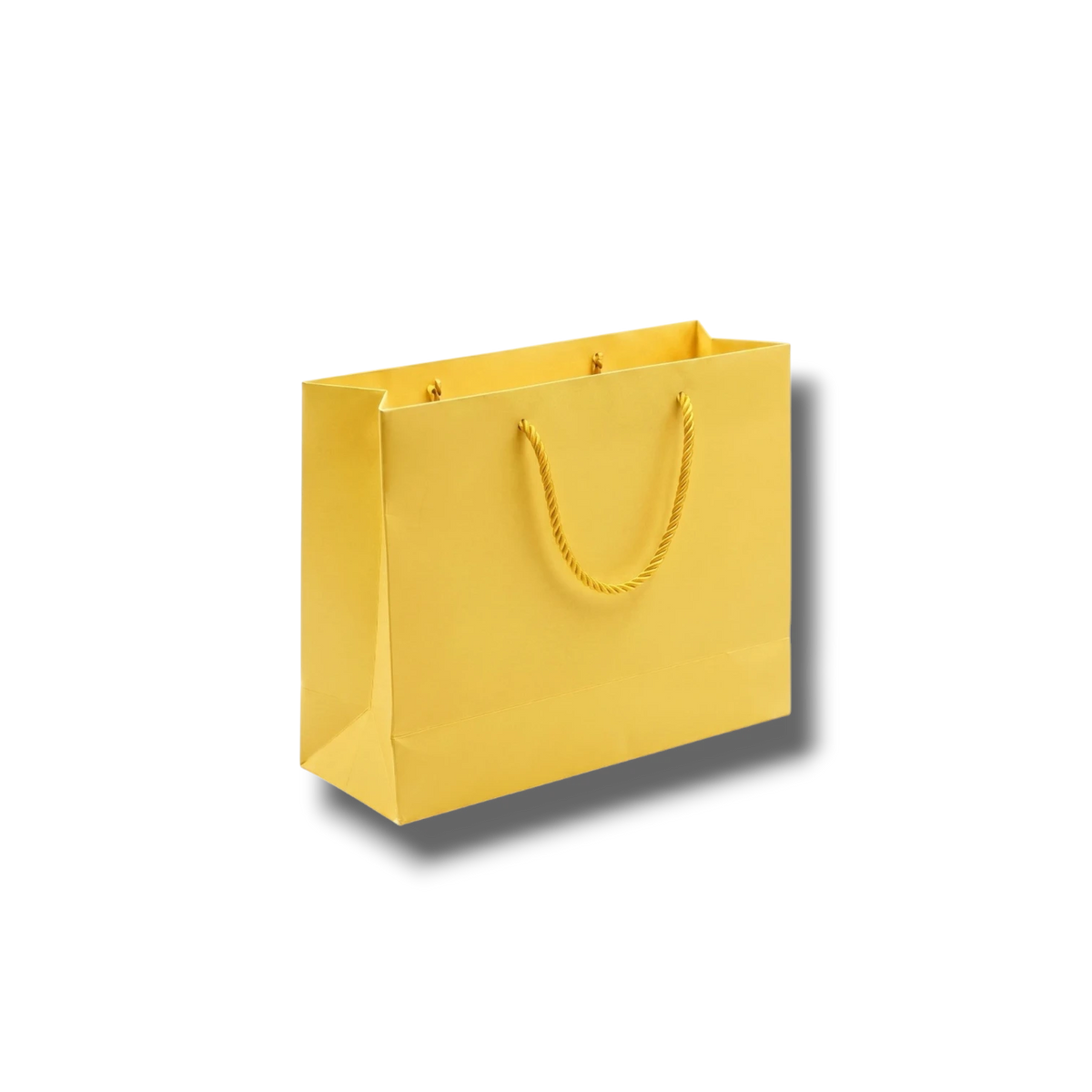 Bolsa de regalo PartyStore color amarillo con asas de cordón, diseño rectangular de 25x33x15 cm