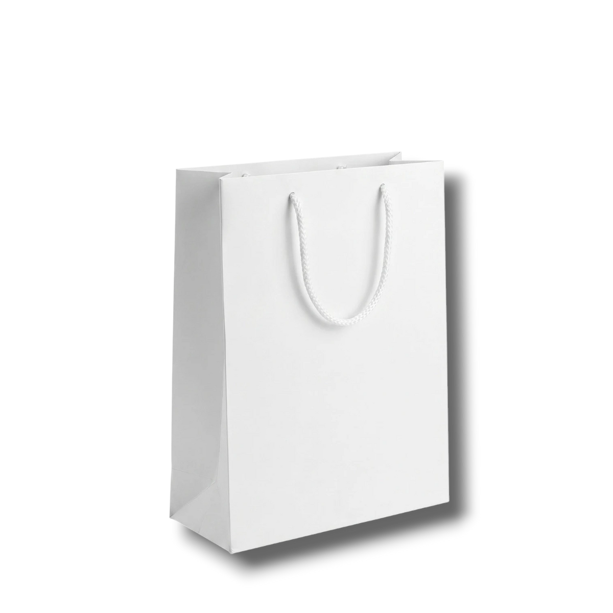Bolsa de regalo mediana PartyStore de color blanco con asas de cuerda, ideal para obsequios elegantes