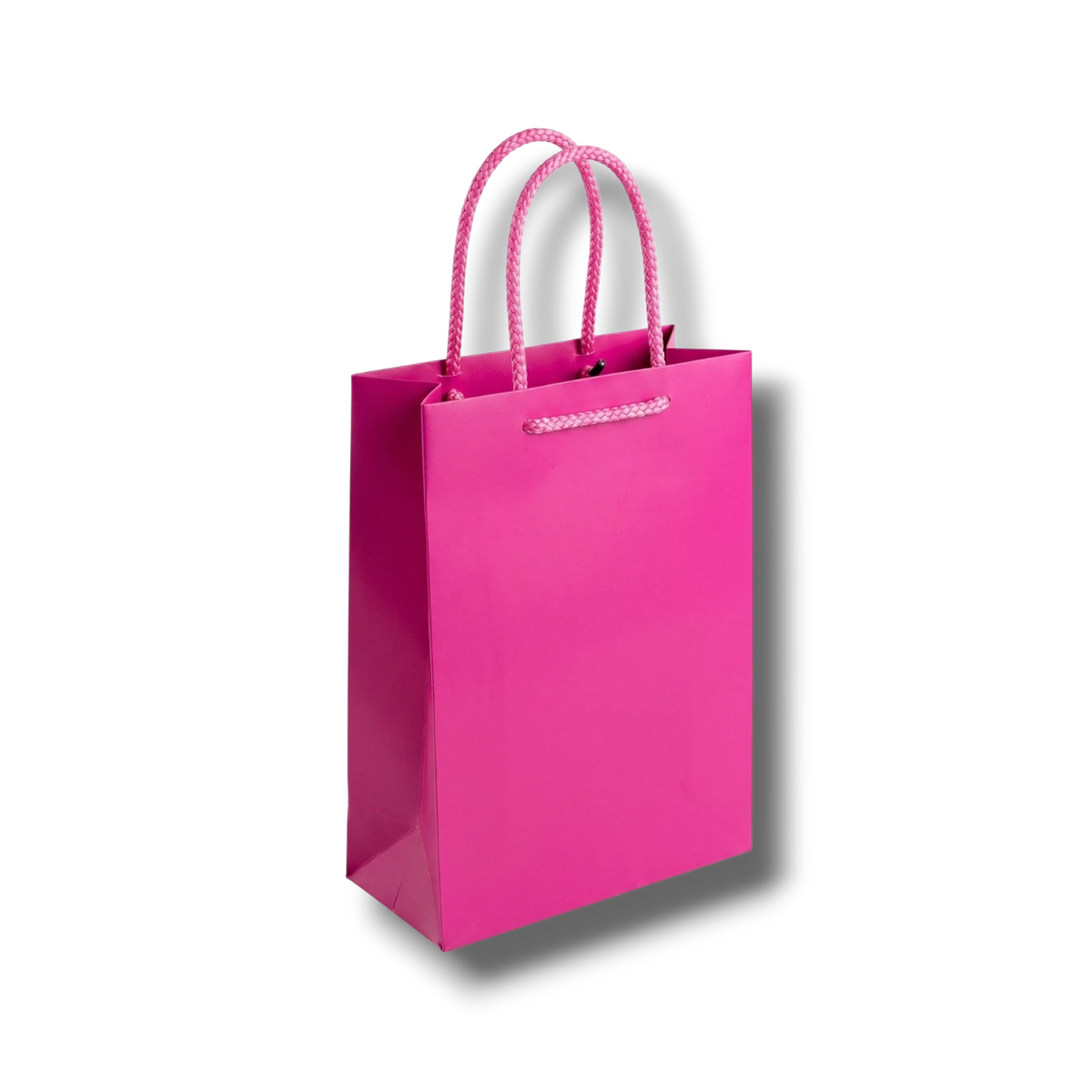 Bolsa de regalo PartyStore color buganbilia con asas de cuerda trenzada, 22cm de alto, ideal para perfumería.