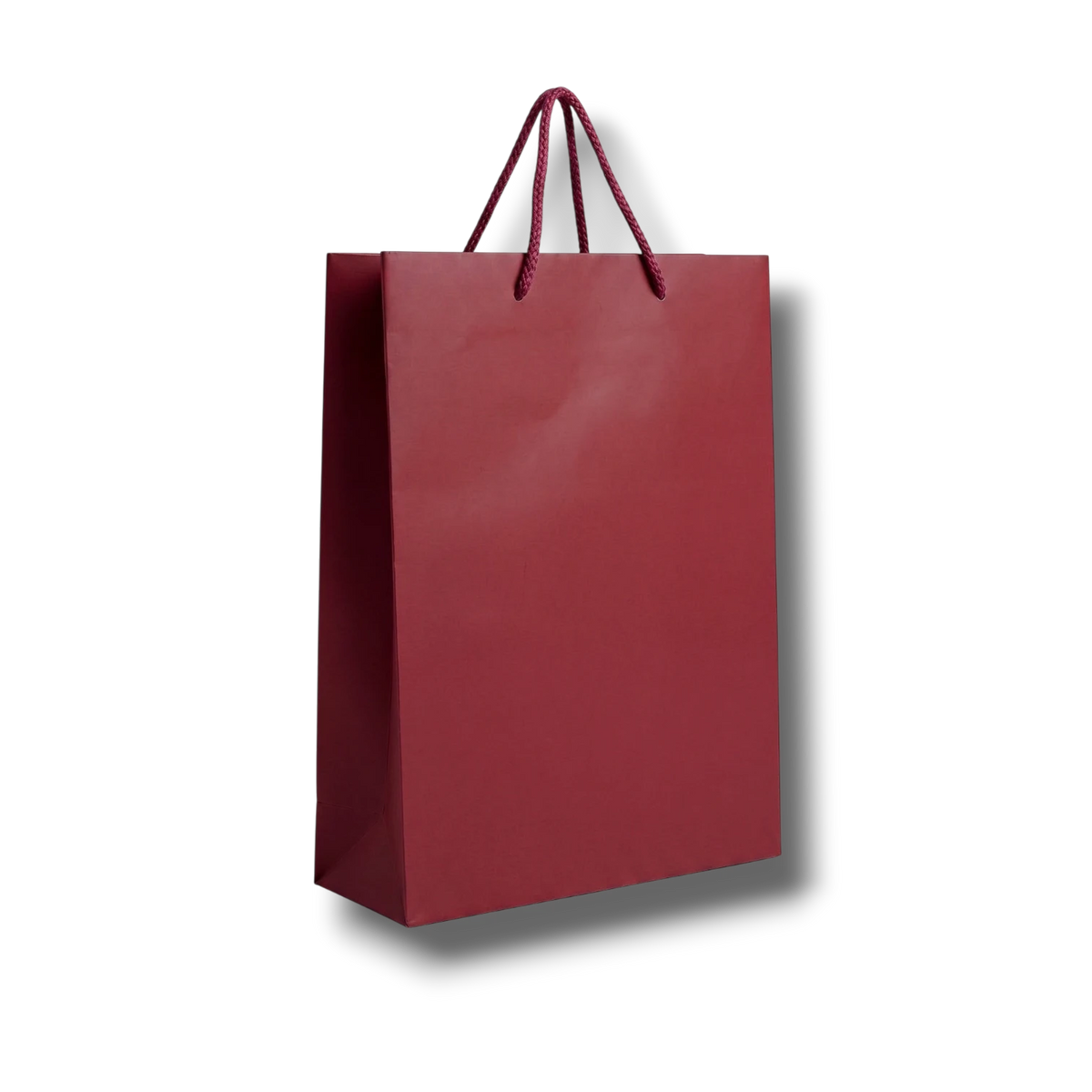 Bolsa de regalo mediana PartyStore color vino con asas de cuerda trenzada, ideal para obsequios elegantes