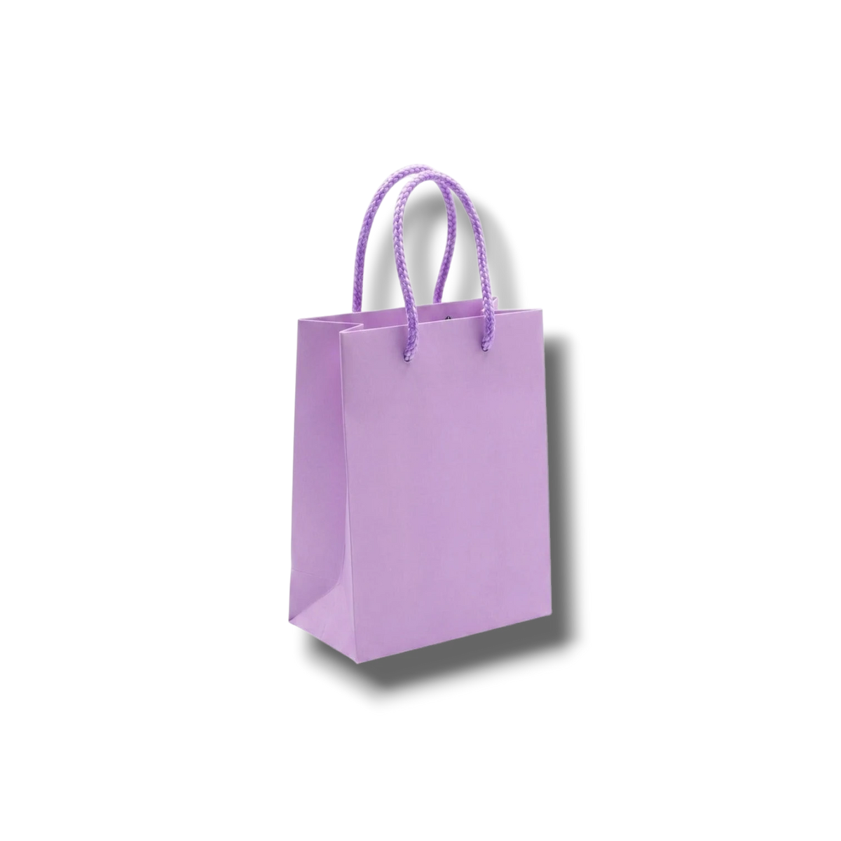 Bolsa de regalo mini color lila de PartyStore con asas de cuerda trenzada, ideal para detalles pequeños