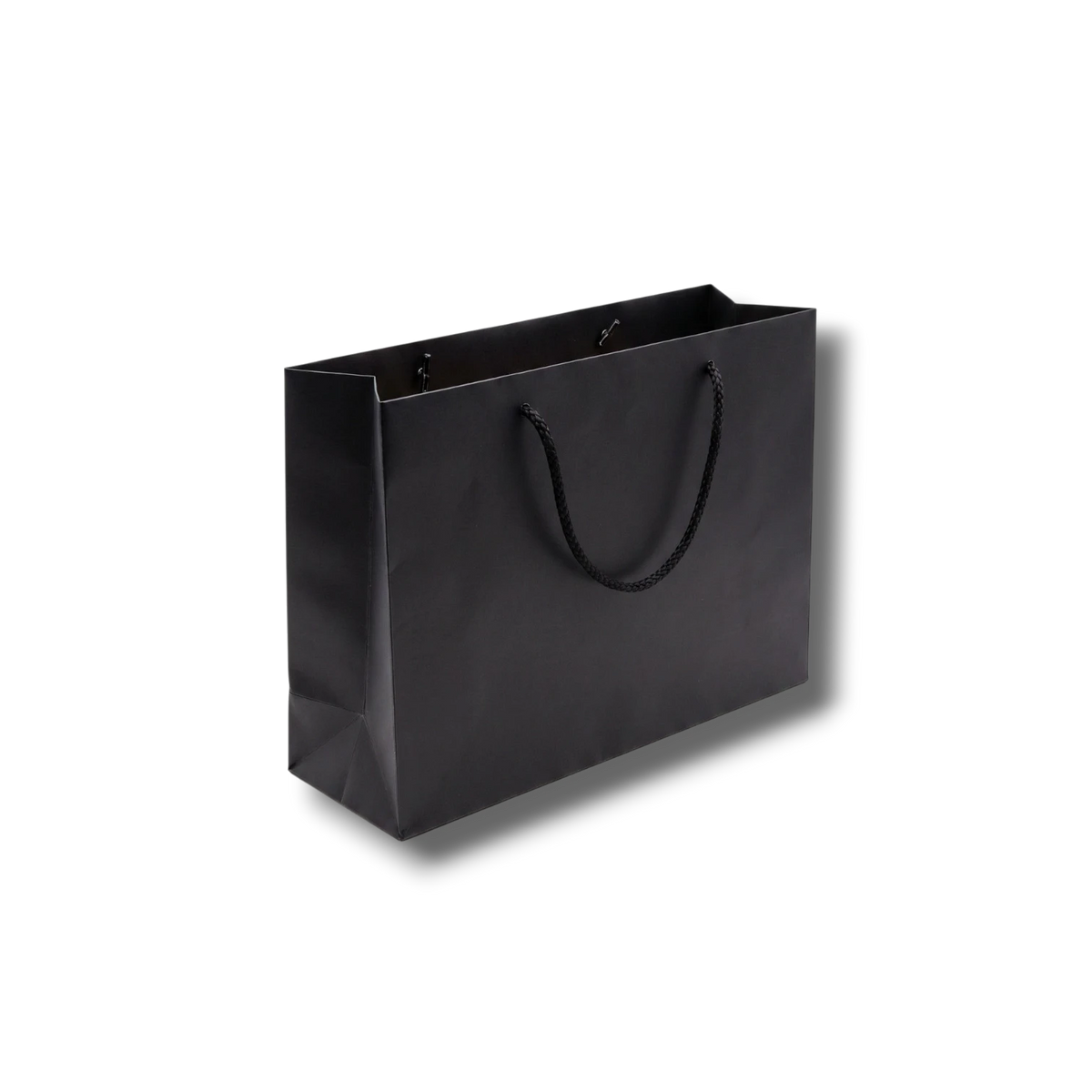 Bolsa de regalo negra PartyStore con asas de cordón, ideal para boutiques, medidas 26x19x12 cm