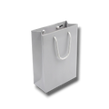 Bolsa de regalo PartyStore color plata de 22cm de alto con asas de cuerda blanca para perfumería