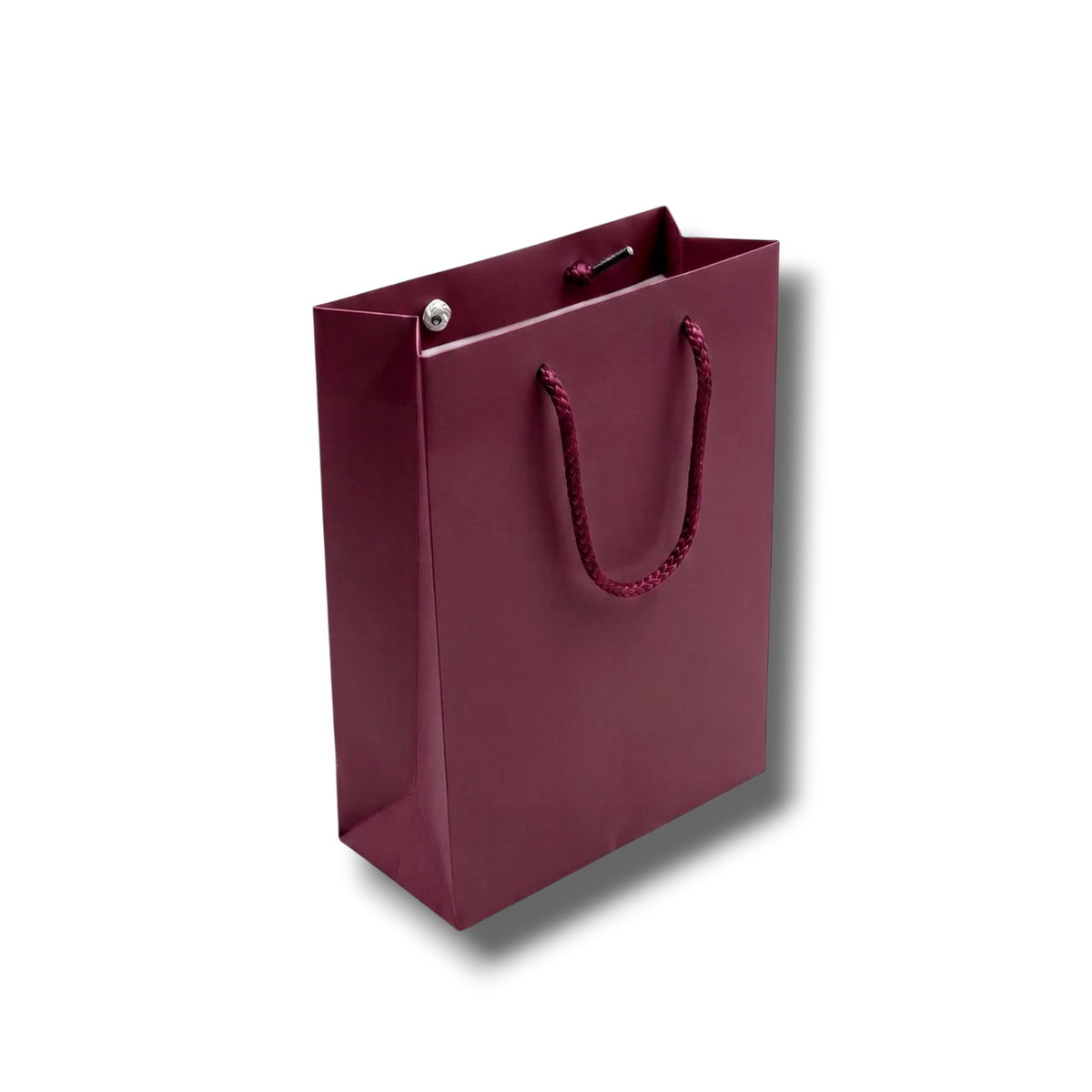 Bolsa de regalo mini para vino color vino de PartyStore con asas de cuerda trenzada y acabado mate