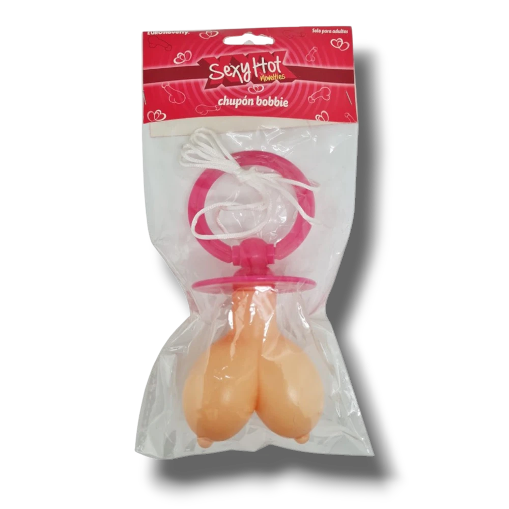 Chupón con forma de pechos PartyStore en empaque original con cordón blanco para colgar