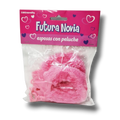 Esposas de peluche rosa para despedida de soltera PartyStore en empaque original con diseño de corazones