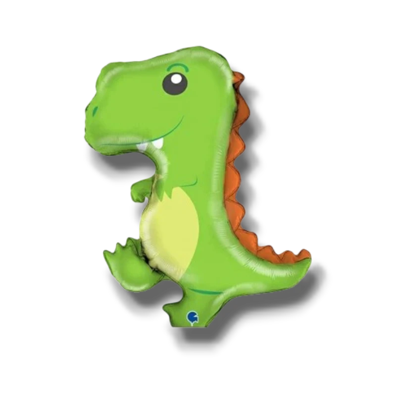 Globo metalizado de dinosaurio verde PartyStore inflado con aire para decoracion de fiestas infantiles