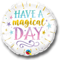 Globo redondo PartyStore de 18 pulgadas con diseño colorido y la frase Have a Magical Day y estrellas decorativas