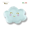 Globo de aluminio PartyStore en forma de nube color azul pastel con cara sonriente y mejillas rosadas de 24 pulgadas