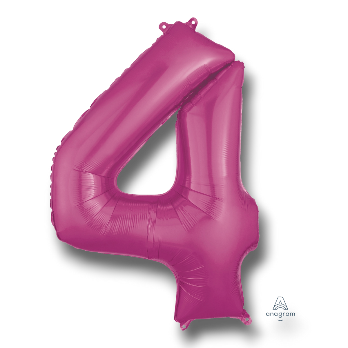 Globo metalizado PartyStore en forma de numero 4 de color magenta brillante de 36 pulgadas para decoracion de fiestas