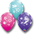 Globos de látex PartyStore de 12 pulgadas con diseño de sirena, peces y estrellas en colores rosa, azul y morado