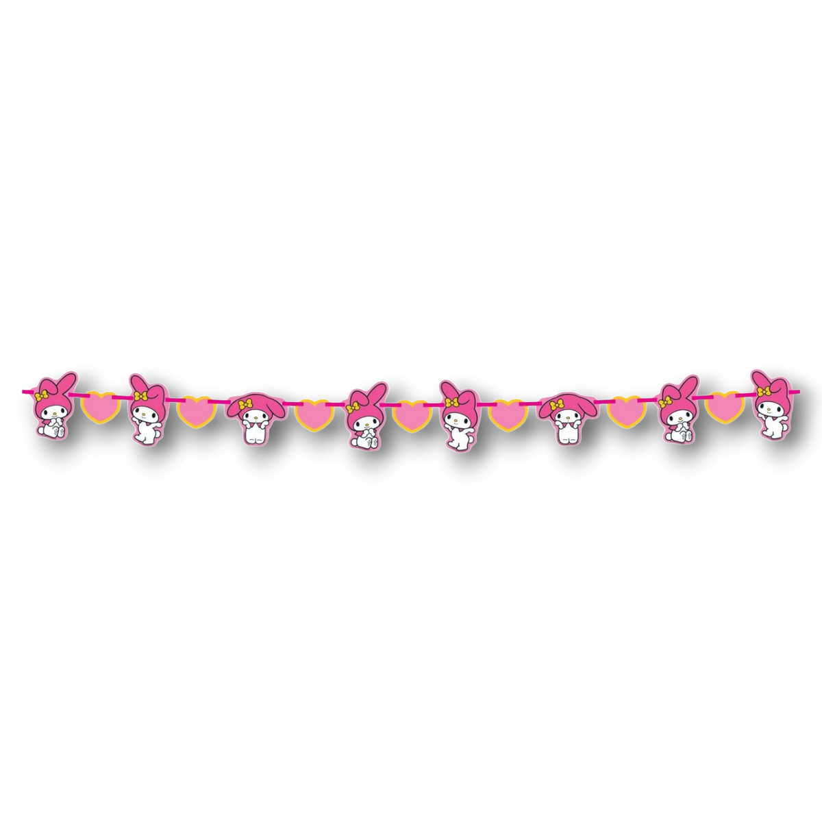 Guirnalda decorativa PartyStore de My Melody con figuras de conejo rosa y corazones para fiestas infantiles