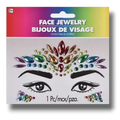 Joyería facial adhesiva PartyStore con gemas brillantes multicolores en diversas formas para maquillaje de fantasía