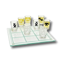 Juego del Gato Tequilero PartyStore con tablero de cristal y vasos de chupito marcados con X y O
