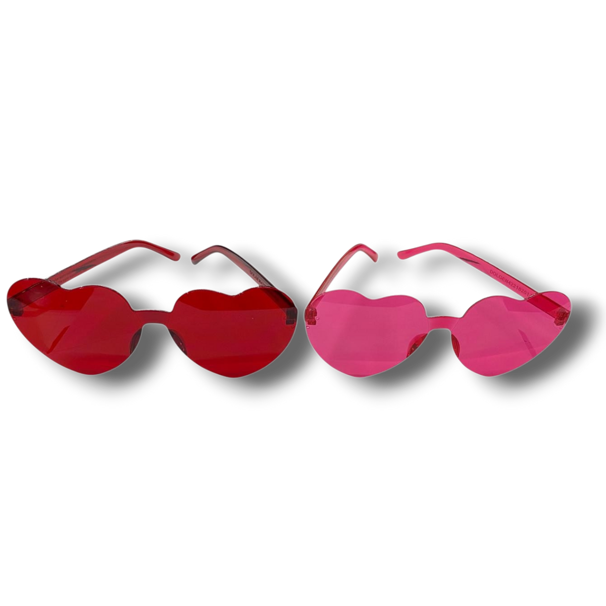 Lentes en forma de corazón PartyStore en colores rojo y rosa, accesorios divertidos para fiestas y disfraces.