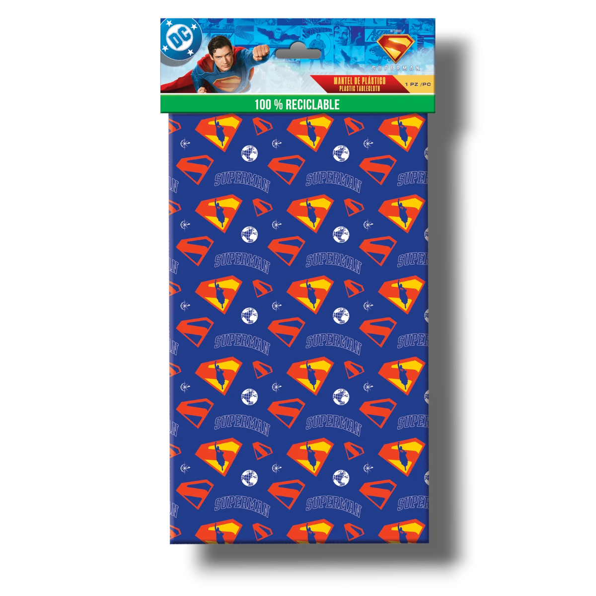 Mantel de plástico PartyStore con estampado de Superman en azul, rojo y amarillo para fiestas temáticas
