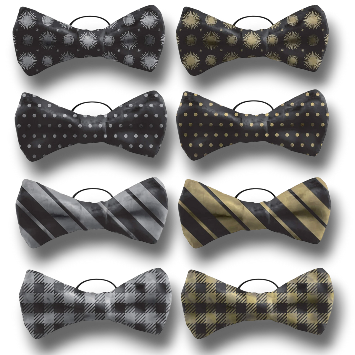 Set de 8 marcadores de copas PartyStore con diseño de pajaritas en negro, gris y dorado para Año Nuevo