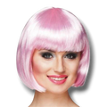Peluca PartyStore estilo bob en color rosa neón brillante con flequillo recto para disfraz