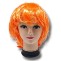 Peluca PartyStore de color naranja neón brillante con corte estilo bob, ideal para fiestas y disfraces