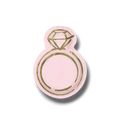 Plato de papel PartyStore con forma de anillo de compromiso rosa y detalles en lámina dorada para fiestas