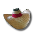 Sombrero mexicano PartyStore de paja con banda roja y detalles en verde, ideal para fiestas temáticas.