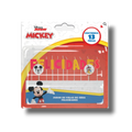 Set de 13 velas de cumpleaños PartyStore con letras de colores que forman Felicidades y figuras de Mickey Mouse